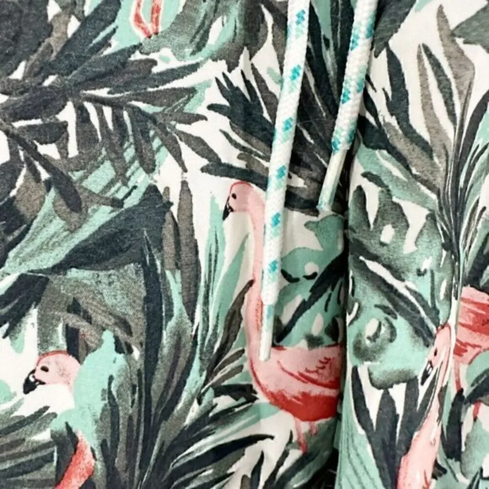 Goodfellow & Co Tropical Flamingo Print Above Knee Swim Trunks‎ Green Size Large